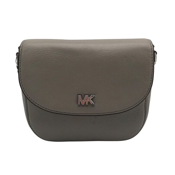 Michael Kors Gray Pebbled Leather Mott Crossbody Bag - Picture 1 of 10